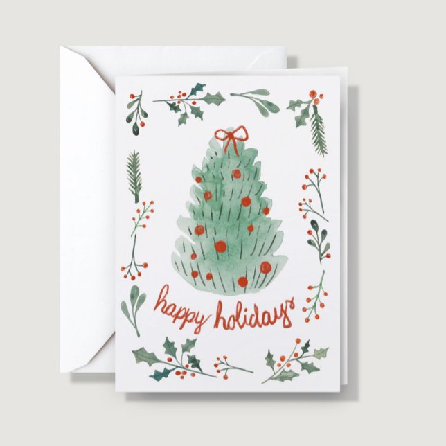 Add Logo Whimsical Hand Painted Christmas Business Helgkort (Skapare uppladdad)