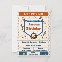 Add Name - Baseball Birthday Invitation for Boys Inbjudningar