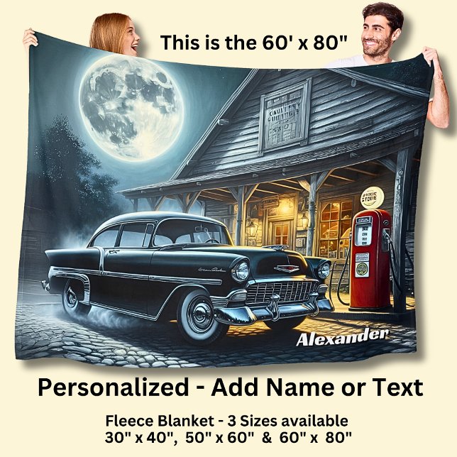 Add Name Text, Classic Car in Moonlight Fleecefilt (Skapare uppladdad)