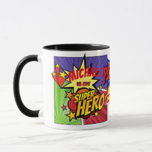 (ADD NAMN) Är min SUPERHERO Personlig TECKNAD HERO Mugg