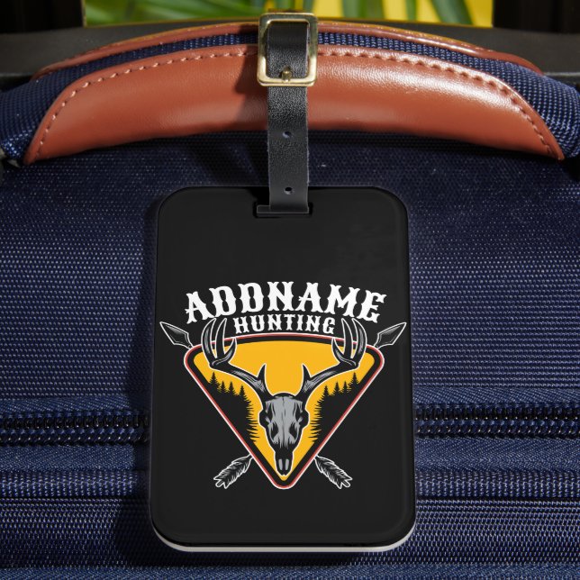 ADD NAMN Hunter Elk Skull Big Antlers Hjort Huntin Bagagebricka (Framsida Insitu 2)