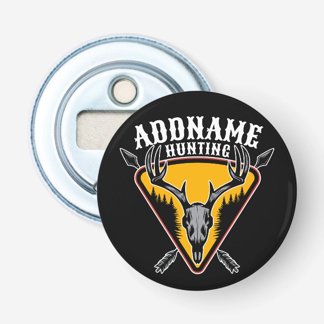 ADD NAMN Hunter Elk Skull Big Antlers Hjort Huntin Flasköppnare (Framsidan)