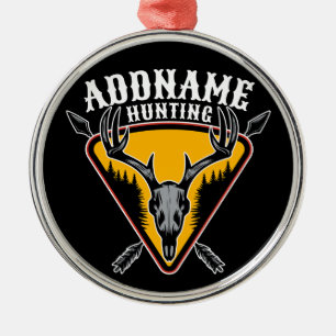 ADD NAMN Hunter Elk Skull Big Antlers Hjort Huntin Julgransprydnad Metall