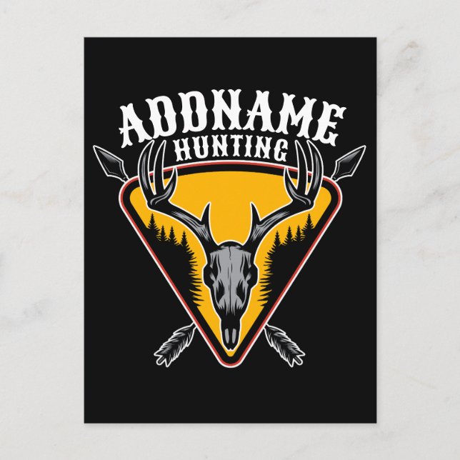 ADD NAMN Hunter Elk Skull Big Antlers Hjort Huntin Vykort (Framsida)