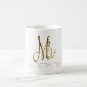 Add Namn Mister Guld Elegant Typography Kaffemugg