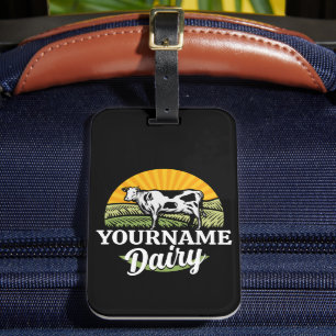 ADD NAMN Sunset Dairy Farm Grazing Holstein Cow Bagagebricka