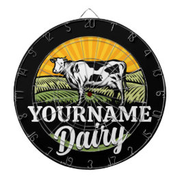 ADD NAMN Sunset Dairy Farm Grazing Holstein Cow Darttavla