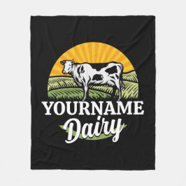 ADD NAMN Sunset Dairy Farm Grazing Holstein Cow Fleecefilt