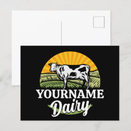 ADD NAMN Sunset Dairy Farm Grazing Holstein Cow Vykort