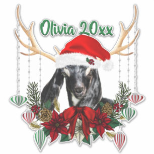 ADD NAMN - Vackert jultomte Nubian Goat Kid Klistermärken
