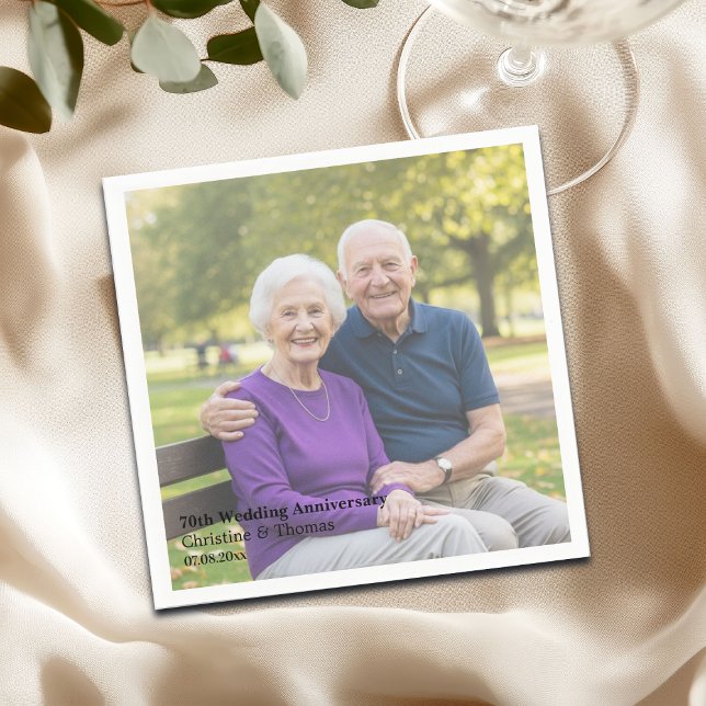 Add Photo Text Overlay 70th Wedding Anniversary  Pappersservett (Skapare uppladdad)