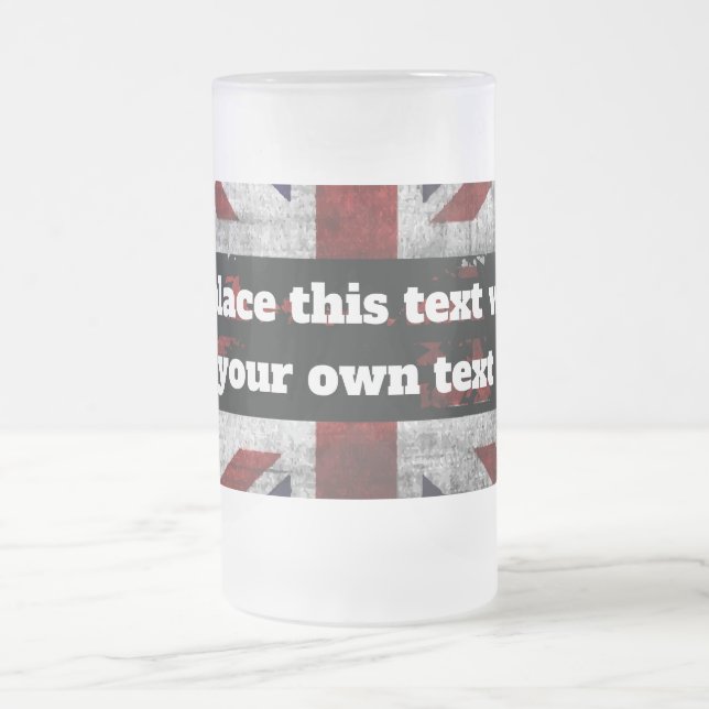 Add text on English flag Throw Pillow Frostat Ölglas (Center)