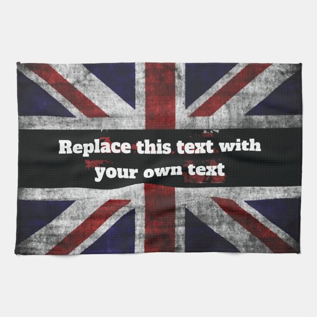 Add text on English flag Throw Pillow Kökshandduk (Horisontell)