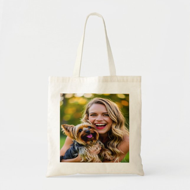 Add Yorkshire Terrier Photo Personalize Tygkasse (Framsidan)