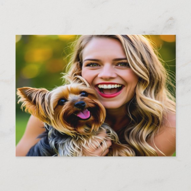 Add Yorkshire Terrier Photo Personalize Vykort (Framsida)