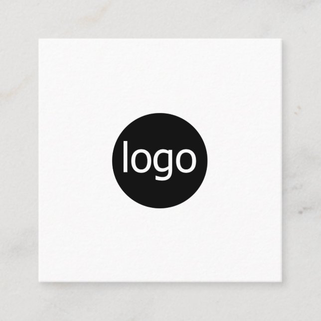 Add your custom logo circle professional white squ fyrkantigt visitkort (Framsida)
