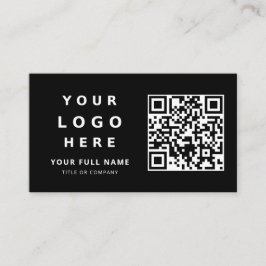 Add Your Custom Logo & Qr Code Professional Black Visitkort