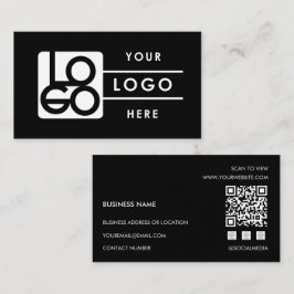 Add Your Custom Logo Rectangle Professional Black Visitkort