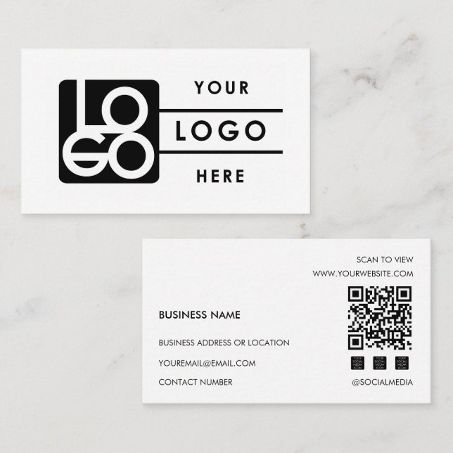 Add Your Custom Logo Rectangle Professional White Visitkort (Fram/baksida)