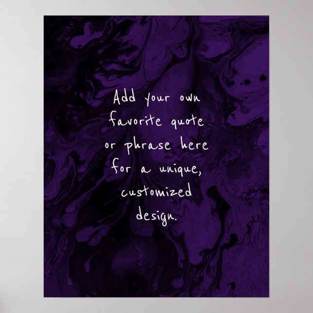 Add Your Custom Quote Black Marble, Deep Purple Poster (Framsidan)
