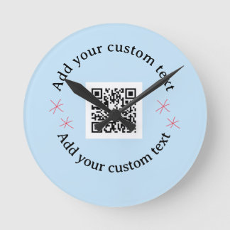 Add your custom text scan QR code business  Rund Klocka