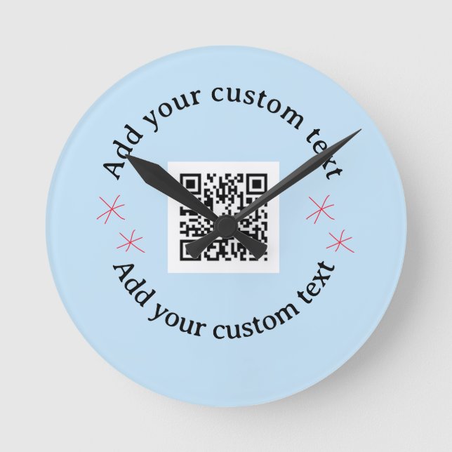 Add your custom text scan QR code business  Rund Klocka (Framsida)