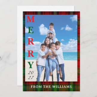 Add Your Image Custom Tartan Background Julkort