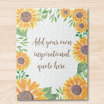 Add Your inspirational Motivational Quote Floral Pussel<br><div class="desc">This unique jigsaw puzzle is decorated with watercolor sunflowers and greenery. You can add inspirational quotes or motivational messages in stylish script typography.
Easily customizable,  you can change the font and color of the text.
Original Watercolor © Michele Davies.</div>