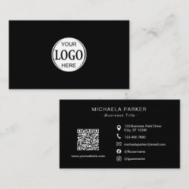 Add Your Logo Professional Minimalist Black  Visitkort
