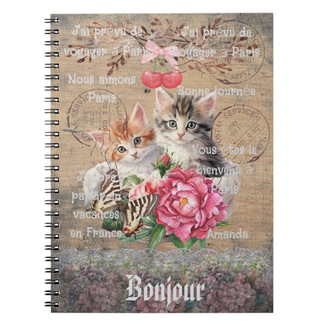 Add your name rustic grunge artwork French words Anteckningsbok (Framsidan)