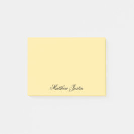 Add Your Name to Custom Light Yellow Stationery Post-it Block