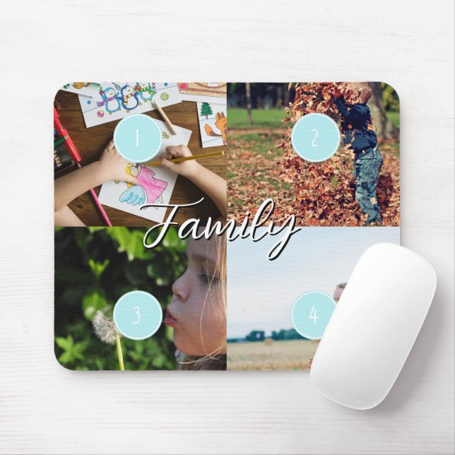 Add Your Own 4 Family Photos collage mouse pad Musmatta (Med mus)