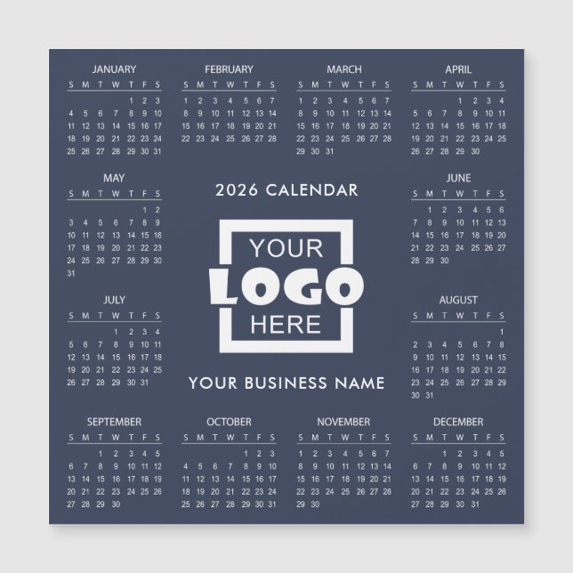 Add Your Own Business Logo 2026 Calendar | Magnet (Framsida)