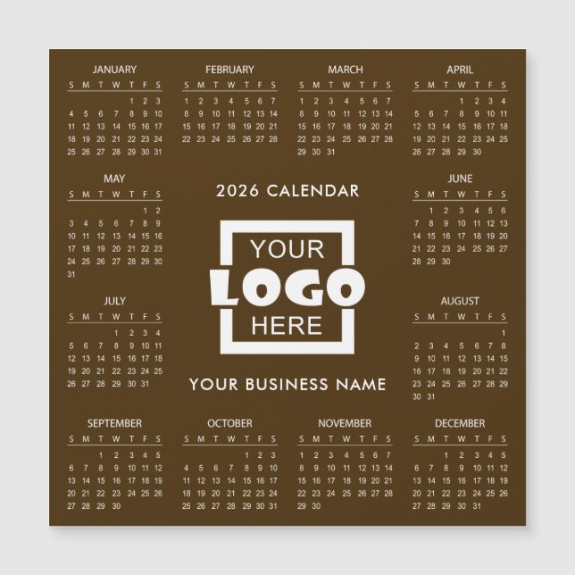 Add Your Own Business Logo 2026 Calendar | Magnet (Framsida)