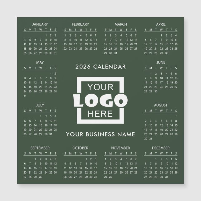 Add Your Own Business Logo 2026 Calendar | Magnet (Framsida)