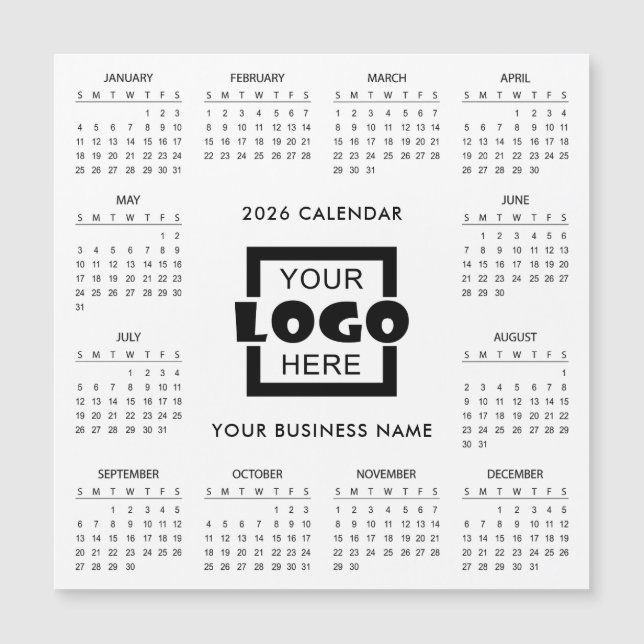 Add Your Own Business Logo 2026 Calendar | Magnet (Framsida)