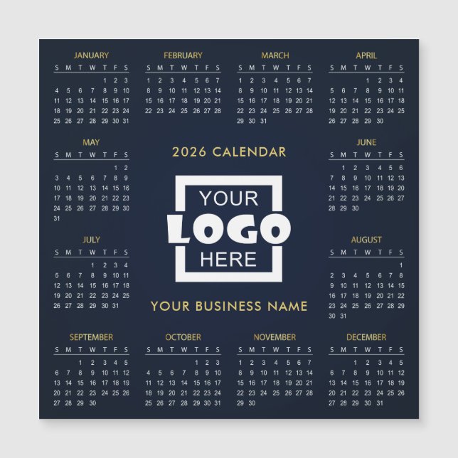 Add Your Own Business Logo 2026 Calendar | Magnet (Framsida)
