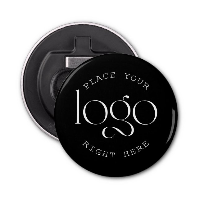 Add Your Own Custom Business Logo Modern Black Flasköppnare (Framsidan)