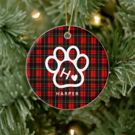 Add Your Own Dog Pets Monogram Tartan Julgransprydnad Keramik