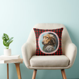 Add Your Own Dog Pets Photo Monogram Name Tartan Kudde