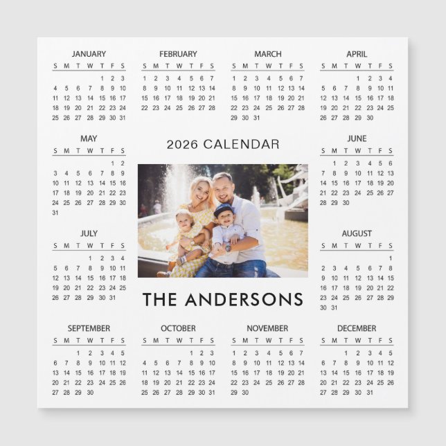 Add Your Own Family Photo 2026 Calendar | Magnet (Framsida)