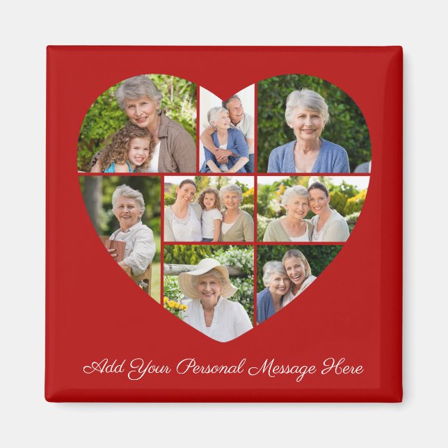 Add Your Own Greeting 8 Photo Collage Heart Cutout Magnet (Framsidan)
