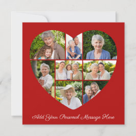 Add Your Own Greeting 8 Photo Collage Heart Kort