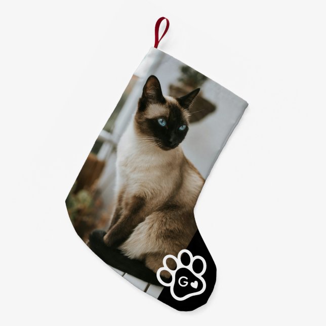 Add Your Own Photo Cat Pets Monogram Liten Julstrumpa (Framsidan (Hängande))