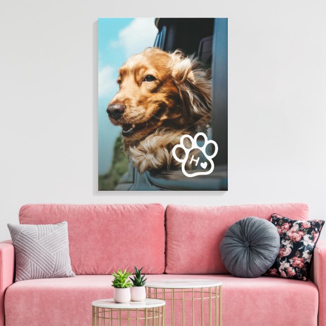 Add Your Own Photo Dog Pets Monogram Canvastryck (Insitu (Vardagsrum))