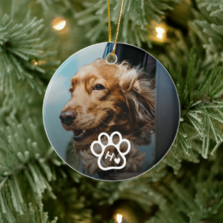 Add Your Own Photo Dog Pets Monogram Julgransprydnad Keramik