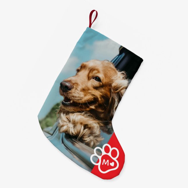 Add Your Own Photo Dog Pets Monogram Liten Julstrumpa (Framsidan (Hängande))