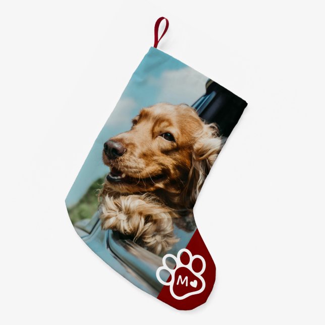 Add Your Own Photo Dog Pets Monogram Liten Julstrumpa (Framsidan (Hängande))