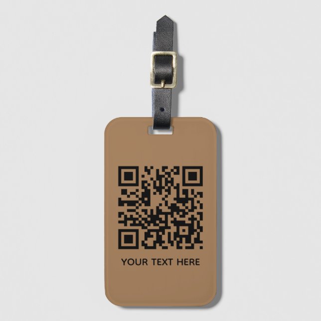 Add your own QR Code text Scan Minimal Simple Lugg Bagagebricka (Framsida vertikal)