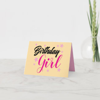 ADD YOUR OWN TEXT Birthday girl pink & beige  Tack Kort